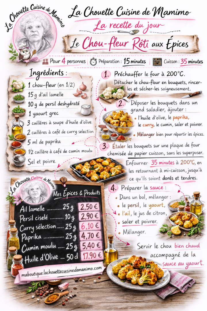 chou fleur roté aux épices